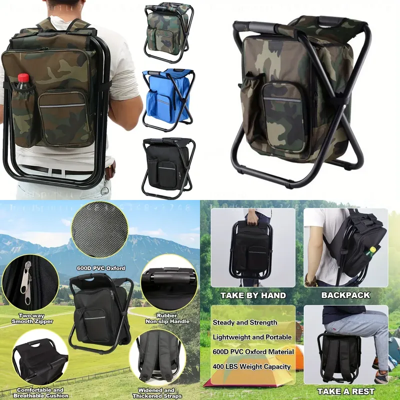 Fishing Backpack - 2-in-1 Portable Folding Fishing Backpack Chair