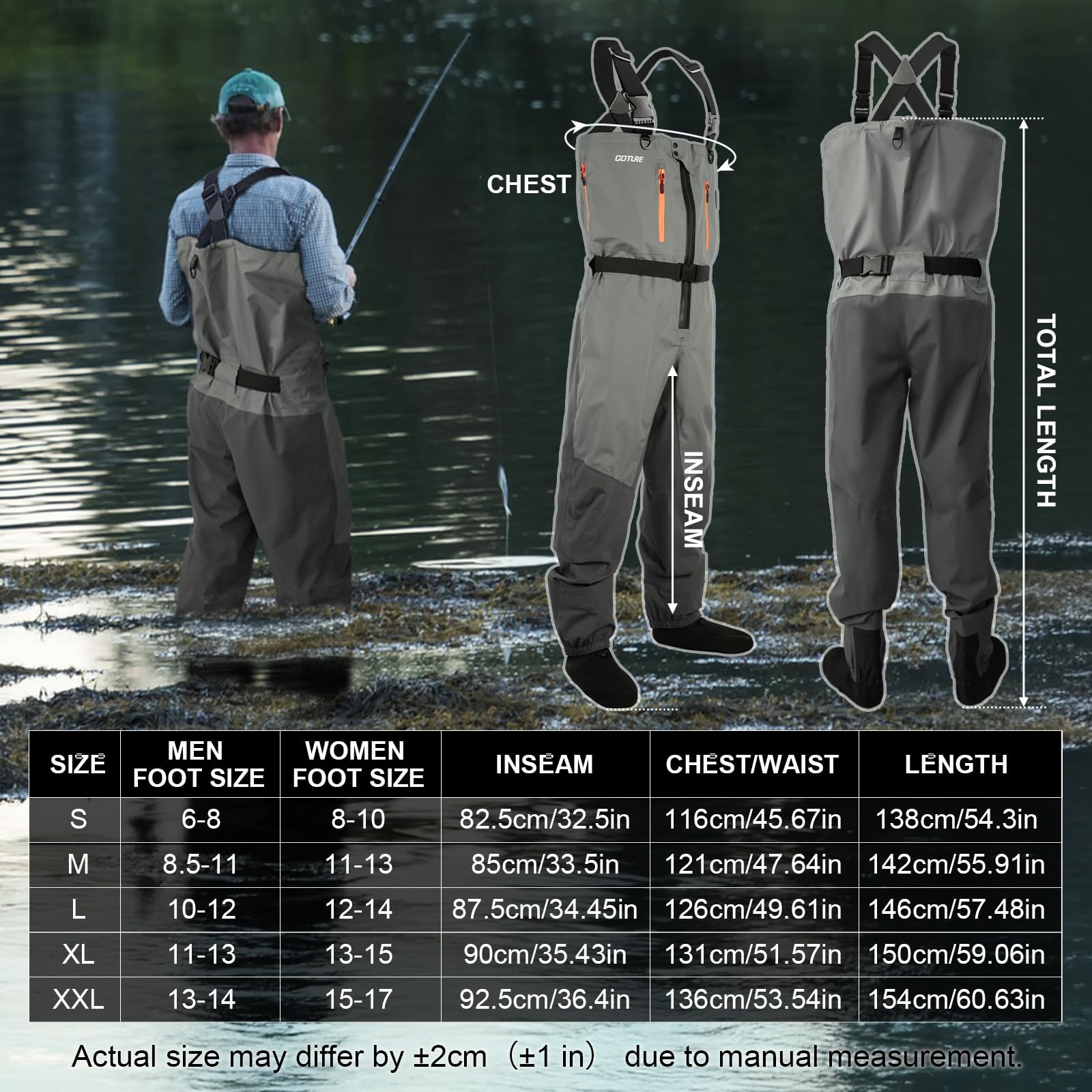 Goture 5-Layer Waterproof Fish - Fishing Waders ulasan dan harga